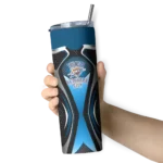 personalized oklahoma city thunder superman emblem blue black skinny tumbler best selling 1.webp