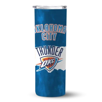 personalized oklahoma city thunder torn band blue white skinny tumbler best selling 1.webp