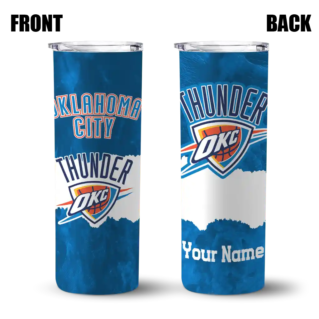 personalized oklahoma city thunder torn band blue white skinny tumbler fashion forward.webp personalized oklahoma city thunder torn band blue white skinny tumbler fashion forward.webp