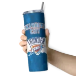 personalized oklahoma city thunder torn band blue white skinny tumbler best selling 1.webp