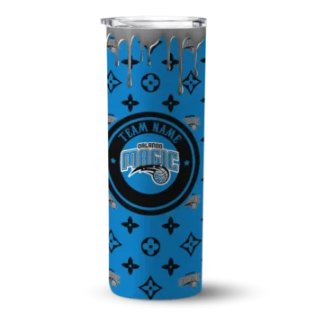 personalized orlando magic camo streak blue skinny tumbler best selling 1.webp