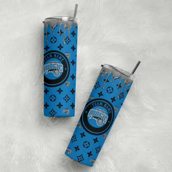 personalized orlando magic camo streak blue skinny tumbler top rated.webp