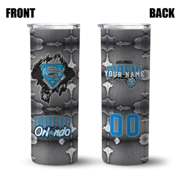 personalized orlando magic chevron v blue gray skinny tumbler fashion forward.webp