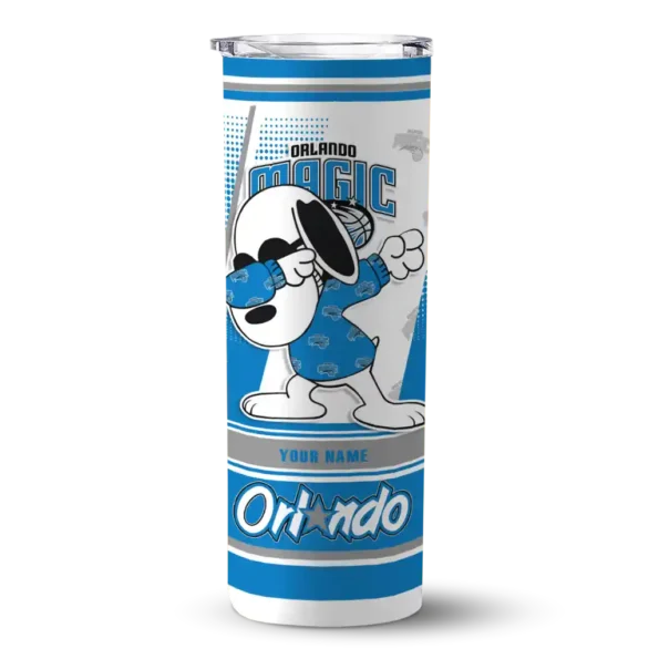 personalized orlando magic snoopy dog blue white skinny tumbler best selling 1.webp