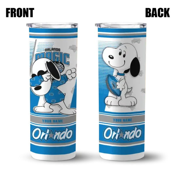personalized orlando magic snoopy dog blue white skinny tumbler fashion forward.webp