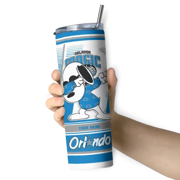 personalized orlando magic snoopy dog blue white skinny tumbler premium grade.webp