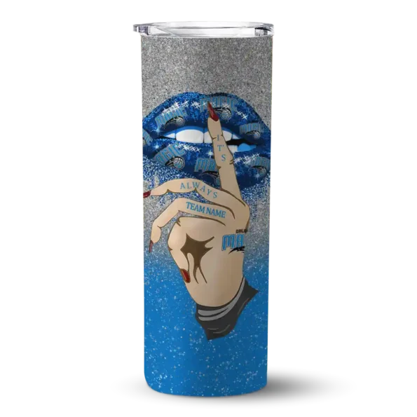 personalized orlando magic sparkle lips blue skinny tumbler best selling 1.webp
