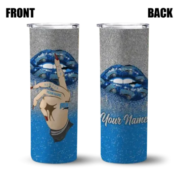 personalized orlando magic sparkle lips blue skinny tumbler fashion forward.webp