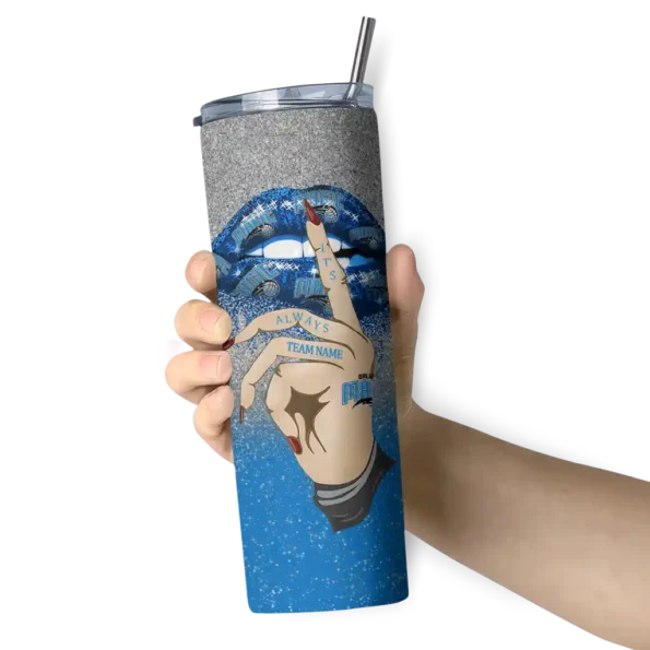 personalized orlando magic sparkle lips blue skinny tumbler premium grade.webp