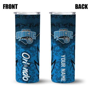 personalized orlando magic spiral burst print blue skinny tumbler fashion forward.webp