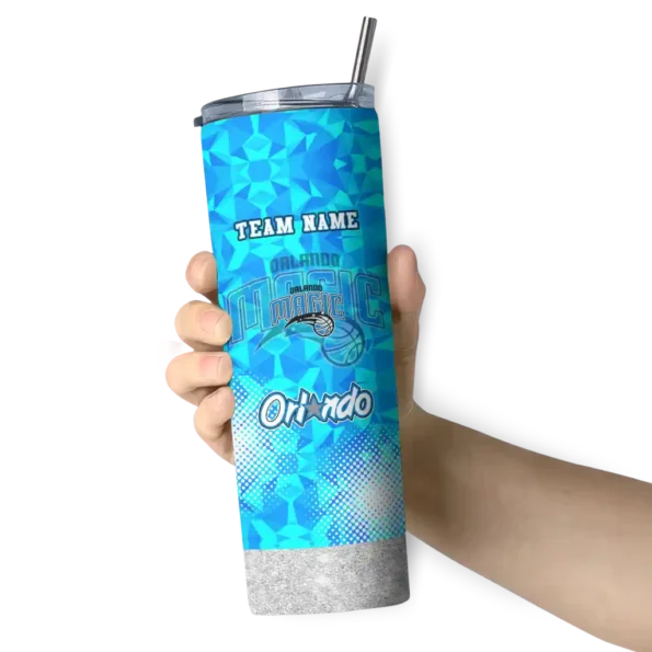 personalized orlando magic starburst tiles blue skinny tumbler premium grade.webp