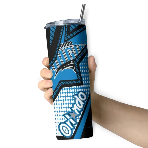 personalized orlando magic web stripes blue white skinny tumbler premium grade.webp