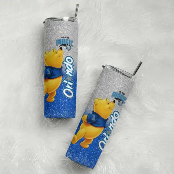 personalized orlando magic winnie the pooh blue gray skinny tumbler top rated.webp
