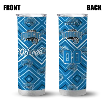 personalized orlando magic zipper leopard blue skinny tumbler fashion forward.webp