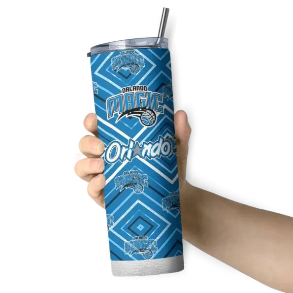 personalized orlando magic zipper leopard blue skinny tumbler premium grade.webp