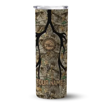 personalized philadelphia 76ers antler flow camo skinny tumbler best selling.webp