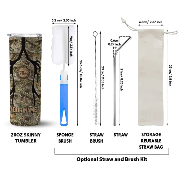 personalized philadelphia 76ers antler flow camo skinny tumbler new arrival.webp