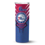 personalized philadelphia 76ers chevron stripes blue skinny tumbler best selling.webp