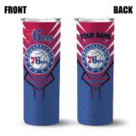 personalized philadelphia 76ers chevron stripes blue skinny tumbler best selling 1.webp