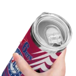 personalized philadelphia 76ers chevron stripes blue skinny tumbler best selling 1.webp