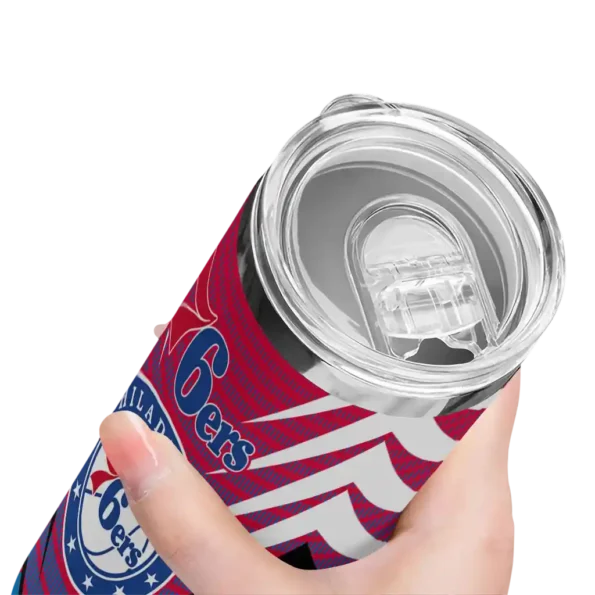 personalized philadelphia 76ers chevron stripes blue skinny tumbler high quality.webp
