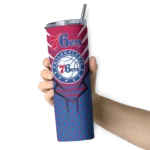personalized philadelphia 76ers chevron stripes blue skinny tumbler best selling 1.webp