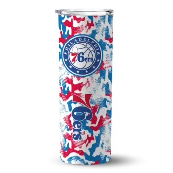 personalized philadelphia 76ers claw marks blue white skinny tumbler best selling.webp