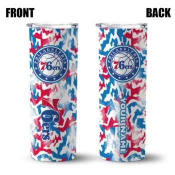 personalized philadelphia 76ers claw marks blue white skinny tumbler fashion forward.webp