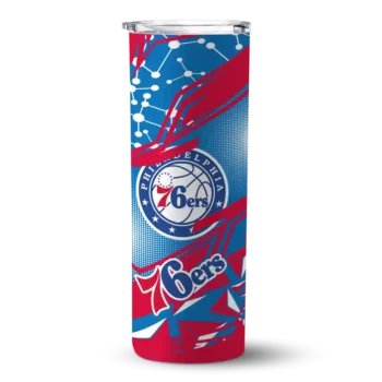 personalized philadelphia 76ers helmet clash blue skinny tumbler best selling.webp