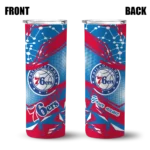 personalized philadelphia 76ers helmet clash blue skinny tumbler best selling 1.webp