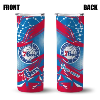 personalized philadelphia 76ers helmet clash blue skinny tumbler fashion forward.webp