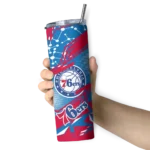 personalized philadelphia 76ers helmet clash blue skinny tumbler best selling 1.webp