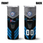 personalized philadelphia 76ers hexagon honeycomb blue black skinny tumbler best selling 1.webp