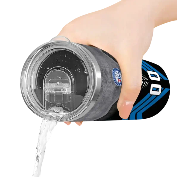 personalized philadelphia 76ers hexagon honeycomb blue black skinny tumbler latest model.webp