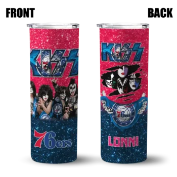 personalized philadelphia 76ers kiss band red skinny tumbler fashion forward.webp
