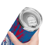 personalized philadelphia 76ers metallic grid blue skinny tumbler best selling 1.webp