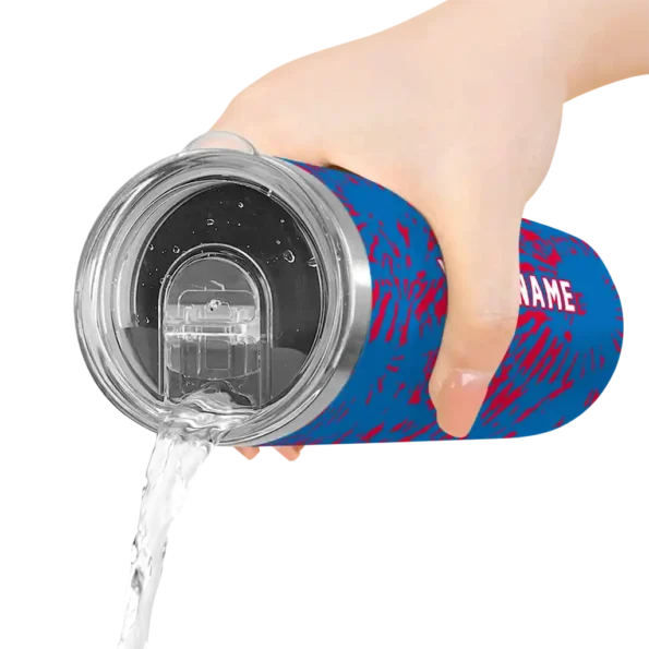 personalized philadelphia 76ers metallic grid blue skinny tumbler latest model.webp