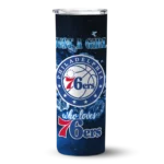 personalized philadelphia 76ers rose romance blue black skinny tumbler best selling.webp