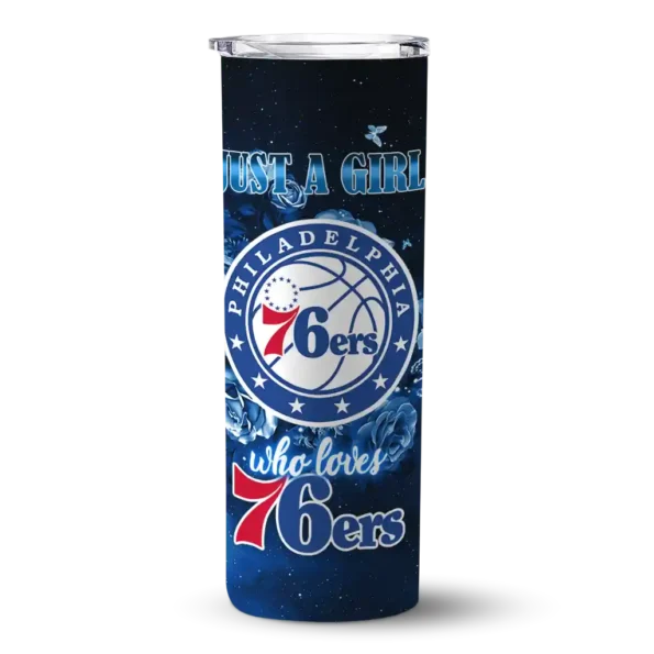 personalized philadelphia 76ers rose romance blue black skinny tumbler best selling.webp
