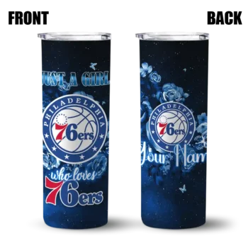 personalized philadelphia 76ers rose romance blue black skinny tumbler fashion forward.webp