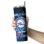 personalized philadelphia 76ers rose romance blue black skinny tumbler best selling 1.webp