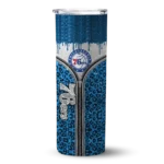 personalized philadelphia 76ers sparkle drip blue skinny tumbler best selling.webp
