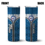 personalized philadelphia 76ers sparkle drip blue skinny tumbler best selling 1.webp