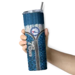 personalized philadelphia 76ers sparkle drip blue skinny tumbler best selling 1.webp