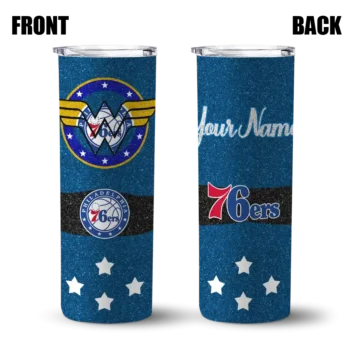 personalized philadelphia 76ers star cluster blue skinny tumbler fashion forward.webp