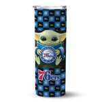 personalized philadelphia 76ers yoda cozy blue black skinny tumbler best selling.webp