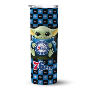 personalized philadelphia 76ers yoda cozy blue black skinny tumbler best selling.webp