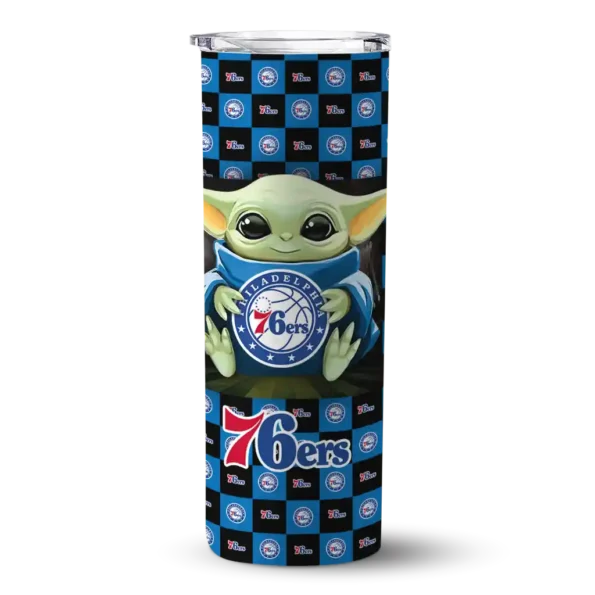 personalized philadelphia 76ers yoda cozy blue black skinny tumbler best selling.webp
