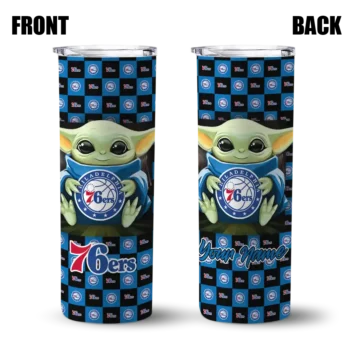 personalized philadelphia 76ers yoda cozy blue black skinny tumbler fashion forward.webp