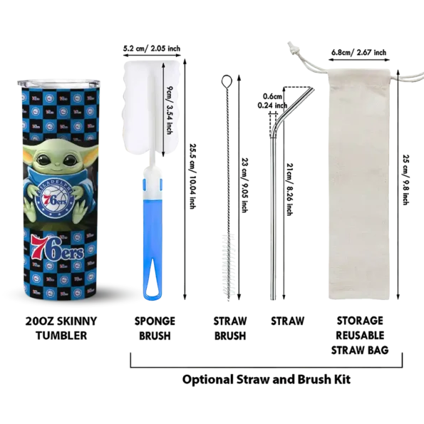 personalized philadelphia 76ers yoda cozy blue black skinny tumbler new arrival.webp